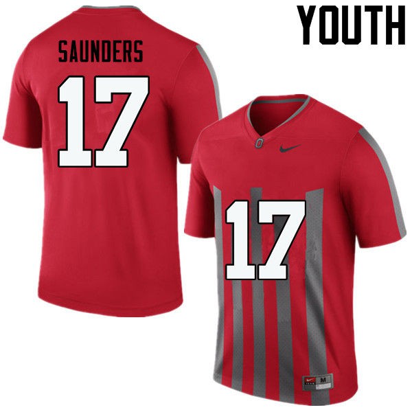 Ohio State Buckeyes #17 C.J. Saunders Youth Stitch Jersey Throwback